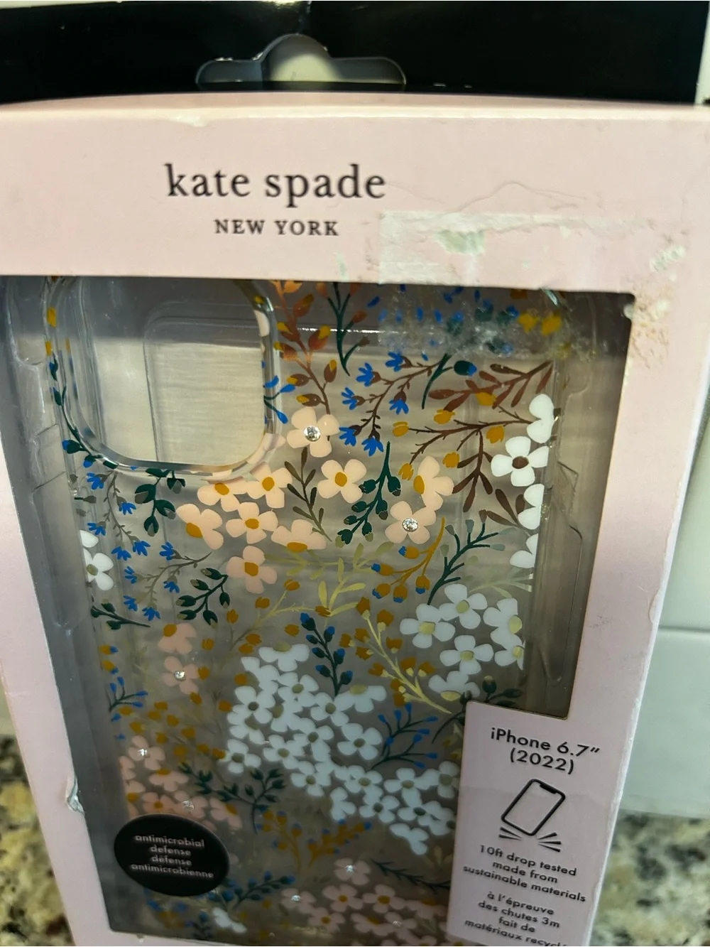 SOLD! kate spade Clear Floral Phone Case with Pink, White & Gold Accents